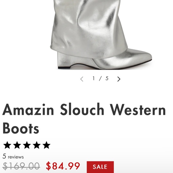 Mid Calf Silver Boot - Nine West - Picture 2 of 3